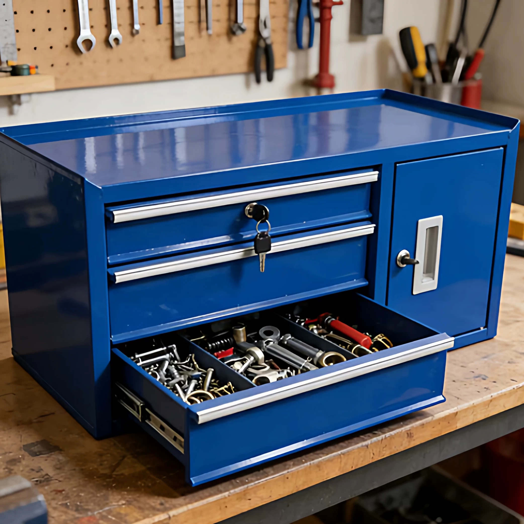 Tools Box For Workshop - Mehrzweck-Eisen-Desktop-Werkzeugschrank Metall-Aufbewahrungsbox für Werkstatt, Büro und