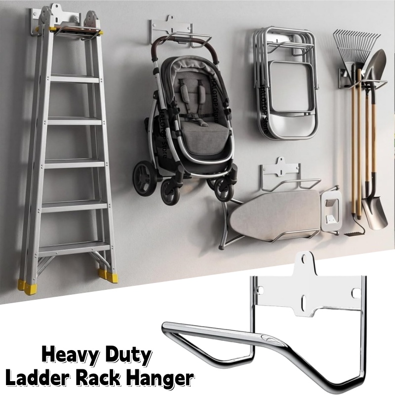 Workshop Tools On Wall - Schwerlast-Metall-Leiterhalter, Wandmontierte Leiterhaken, Garagenwand-Organizer, Aufbewahrung für