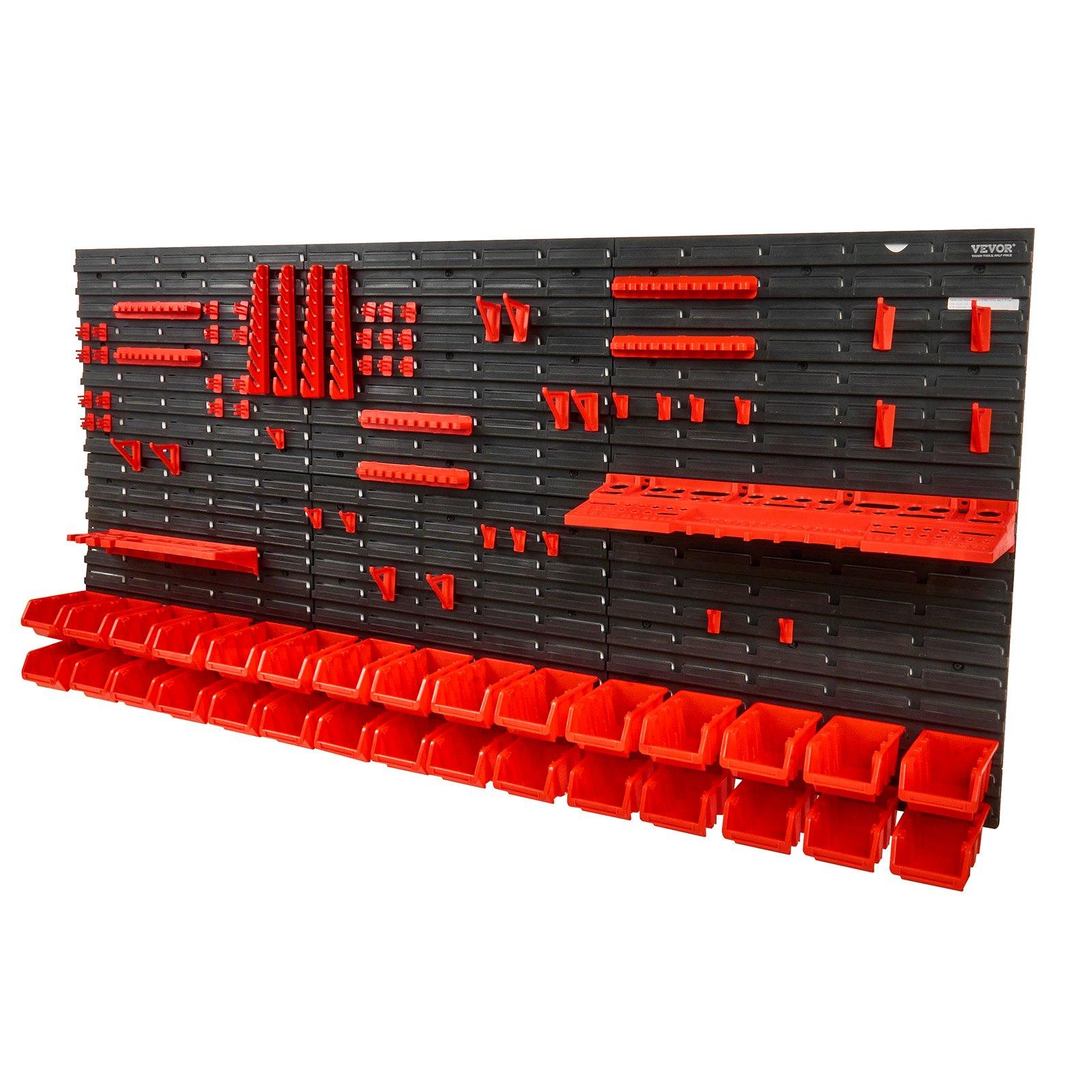 Workshop Tools Shelf - Wandmontierter 30-Fächer Kunststoff-Teileorganizer mit Paneelen, Werkzeughaltern,