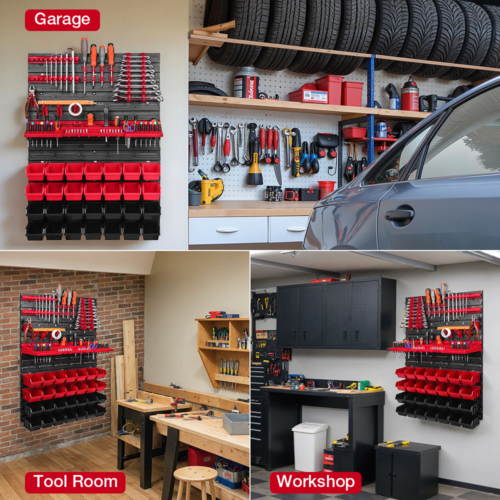 Tools Box For Workshop - Werkzeug-Wandregal Werkzeughalter 28 Stapelboxen Wandmontiertes Werkzeugregal