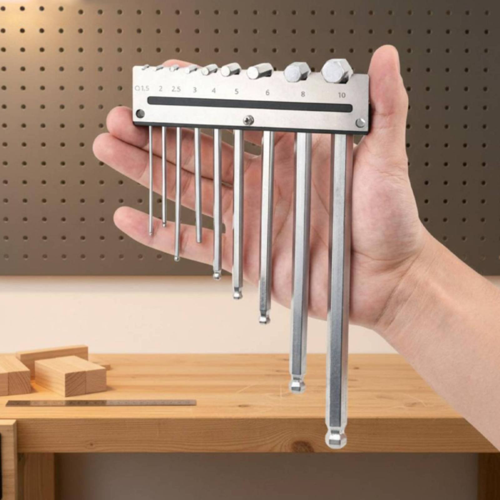 Tools In Metal Workshop - Wandmontierter Sechskantschlüsselhalter Metall-Lochblech-Schlüsselständer Inbusschlüssel-Organizer Einfach zu