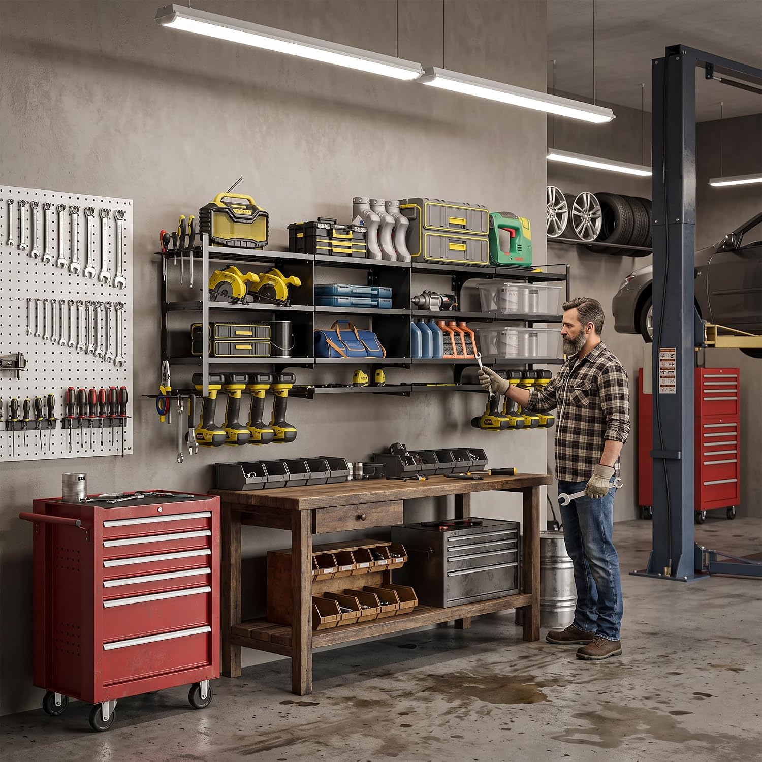 Workshop Tools Shelf - Großer Werkzeug-Organizer zur Wandmontage, Hochleistungsfähig, 67