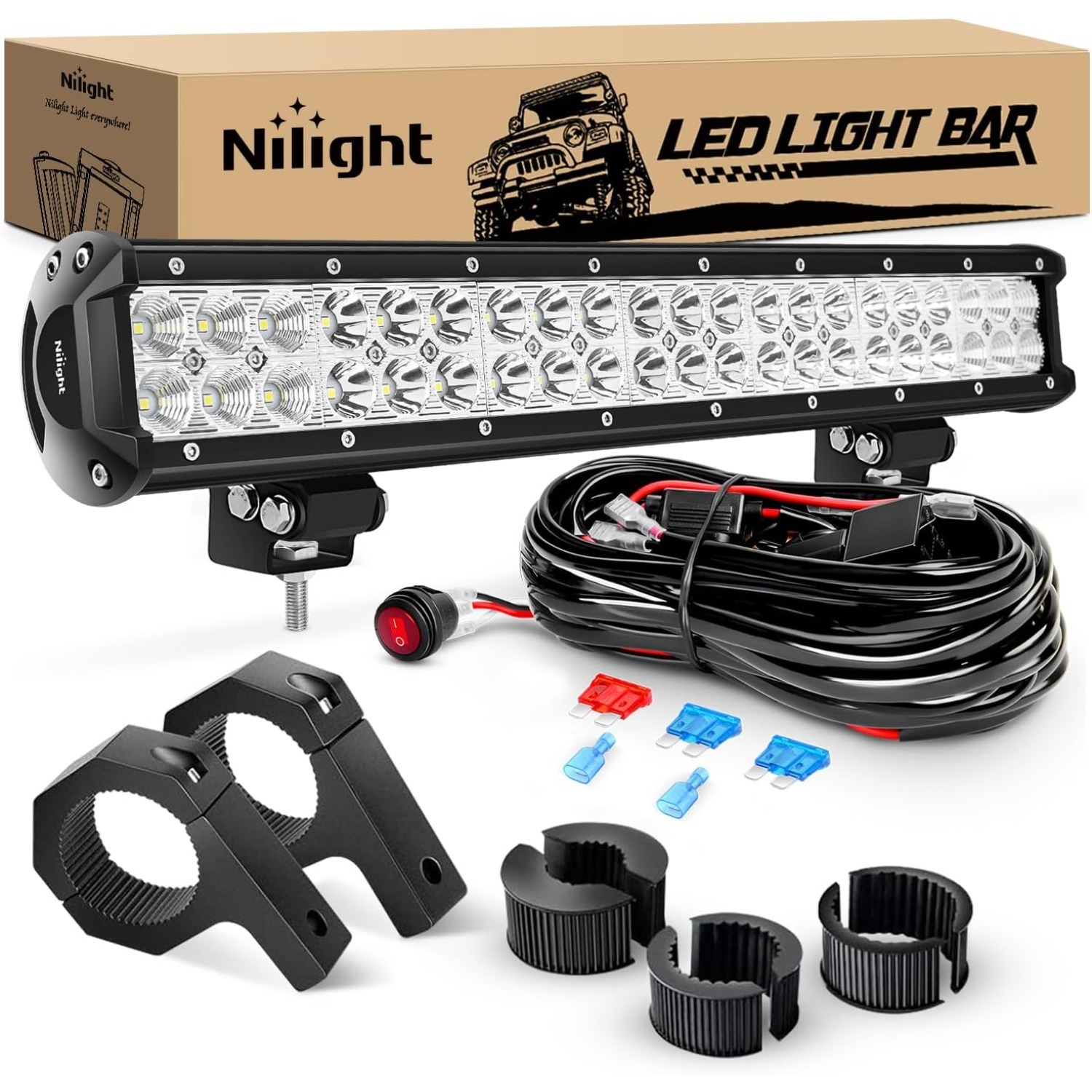 Nilight 20 Zoll 126W Spot- und – Pipe Clamp Bar Bewertung und Preis